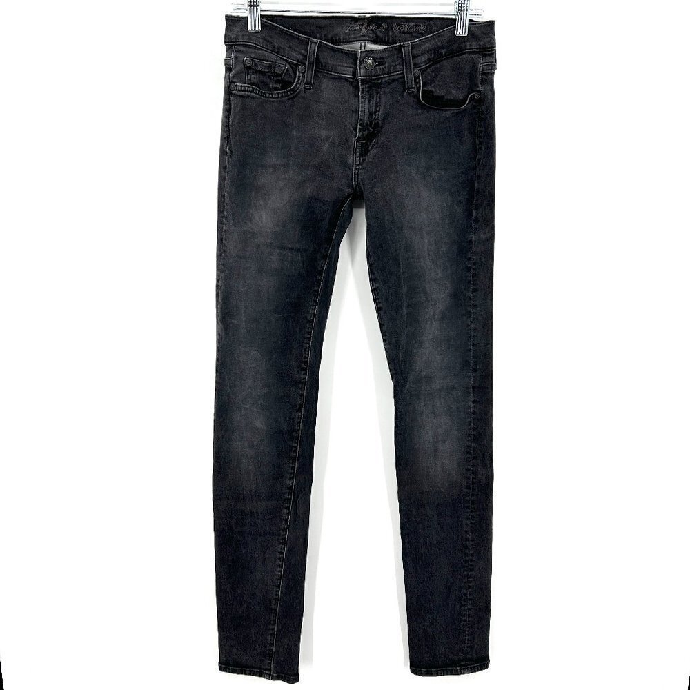 7 FOR ALL MANKIND Roxanne Gray Wash Denim Mid Rise Skinny Jeans Size 29